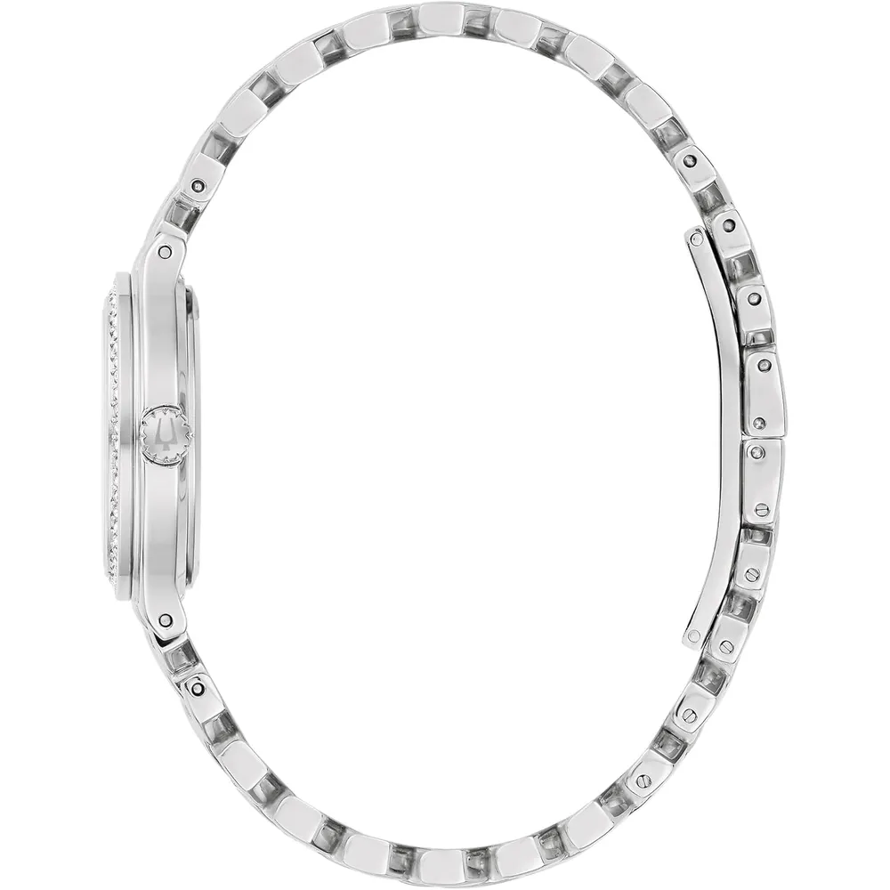 Bulova reloj clásico de mujer 3 agujas de cuarzo esfera de nácar | Plata