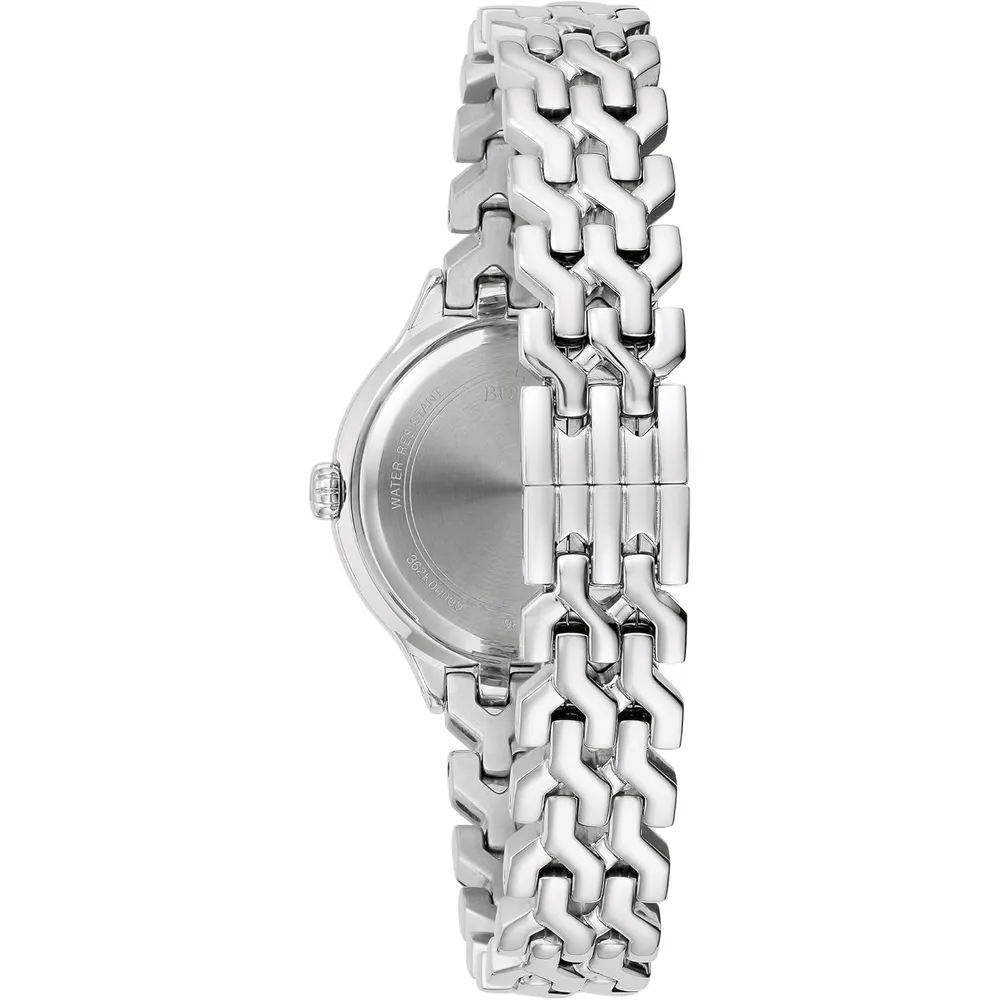 Bulova reloj clásico de mujer 3 agujas de cuarzo esfera de nácar | Plata