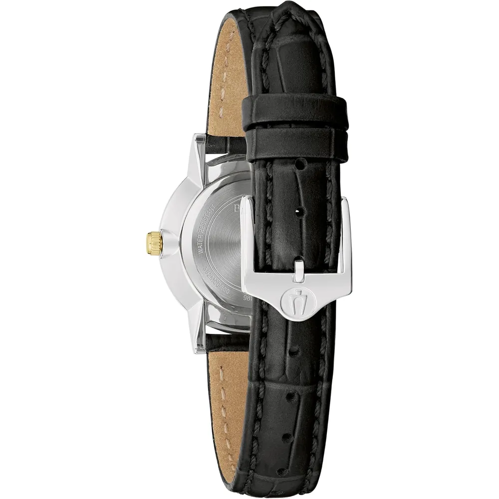 Bulova reloj clásico de mujer de cuarzo 3 agujas diamantes | Negro
