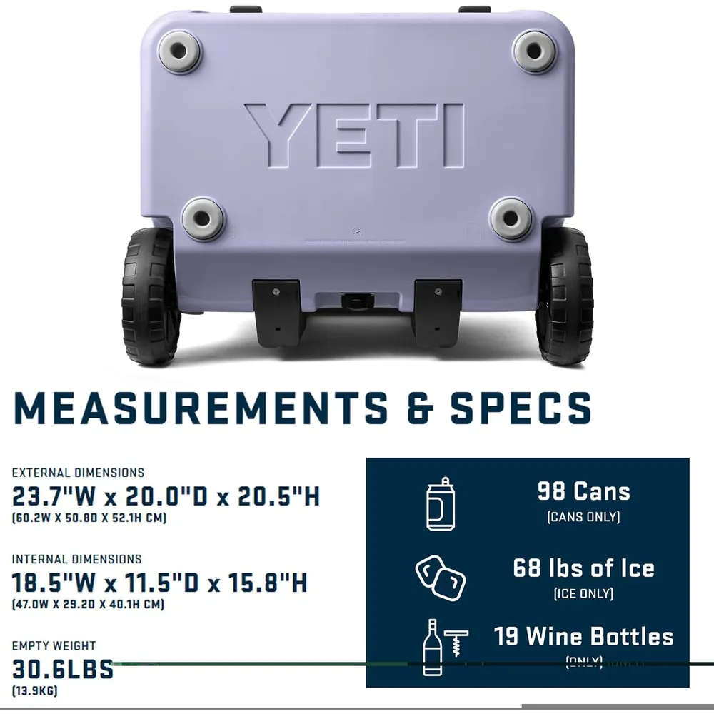 YETI Roadie 60 Cooler Con Ruedas Y Mango Retráctil | Lila