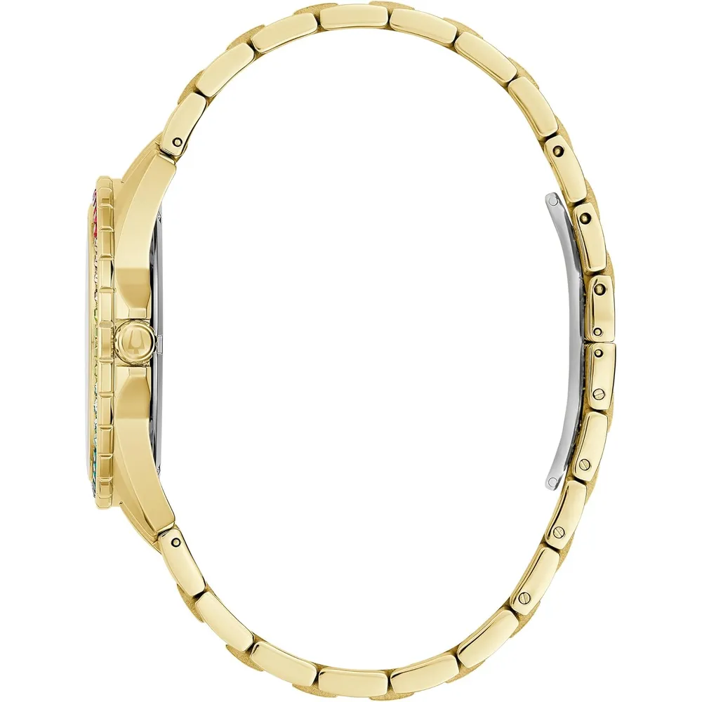 Bulova reloj Crystal Phantom de hombre 3 agujas de cuarzo bisel pavé | Oro