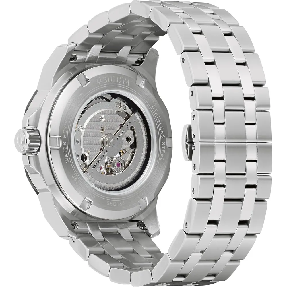 Bulova reloj Marc Anthony Marine Star de hombre automático 3 agujas apertura | Plata