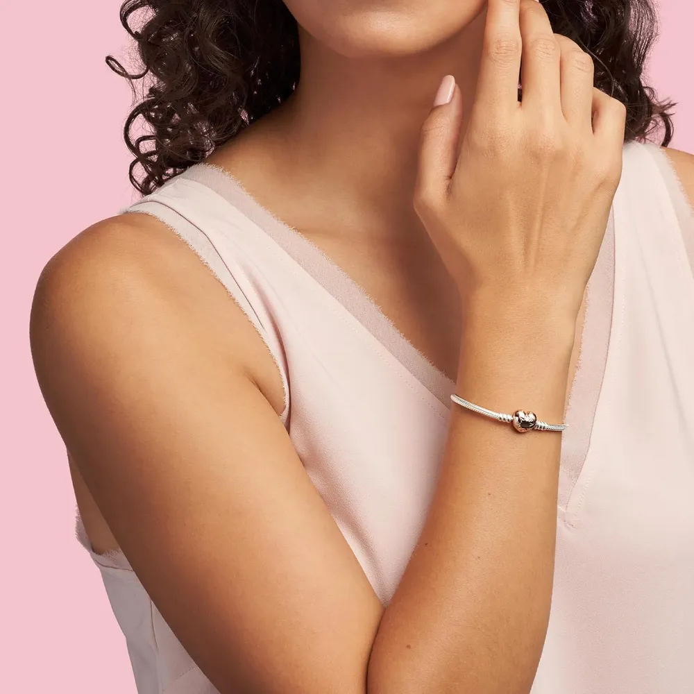 Pandora Moments pulsera cadena serpiente cierre corazón 16 cm | Oro Rosa