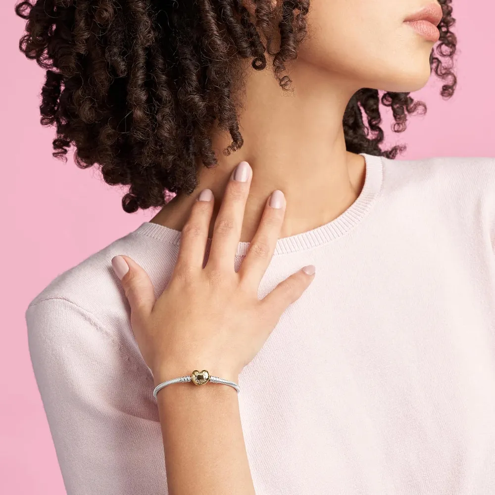 Pandora Moments pulsera cadena serpiente cierre corazón 17 cm | Oro