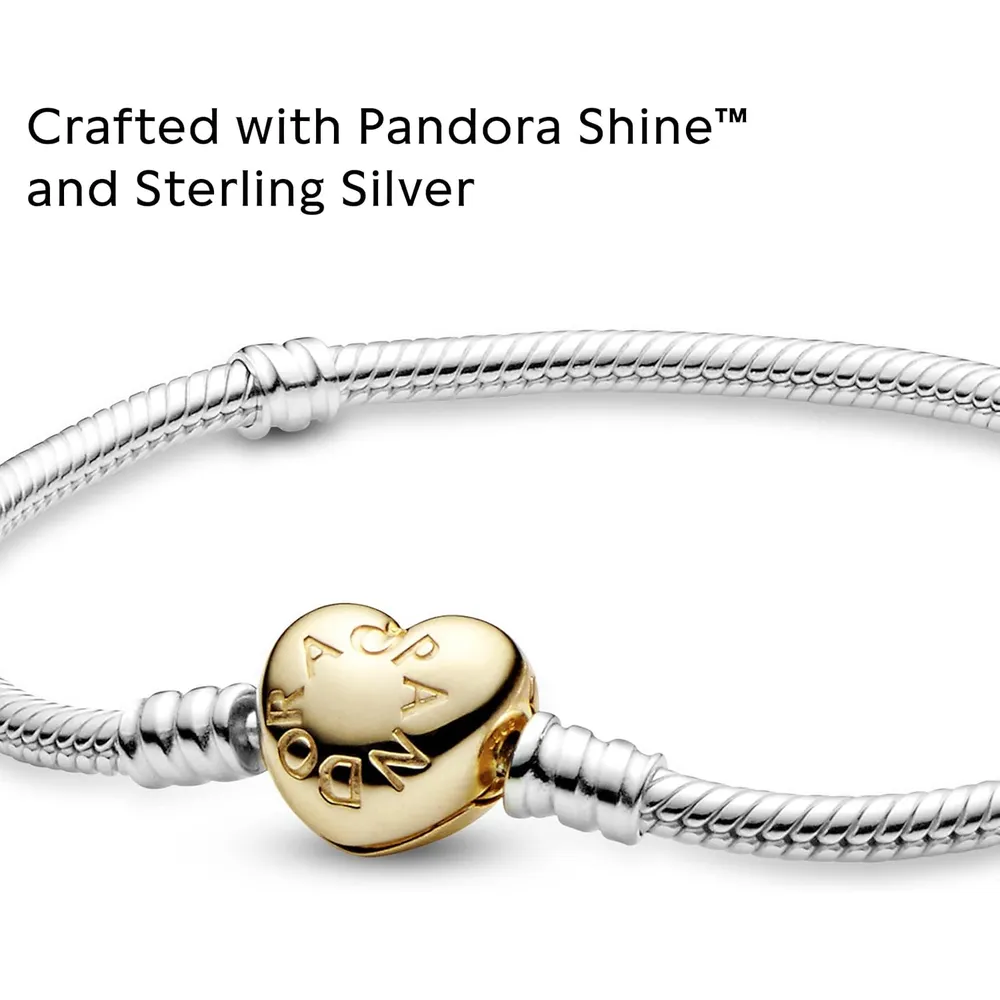 Pandora Moments pulsera cadena serpiente cierre corazón 17 cm | Oro