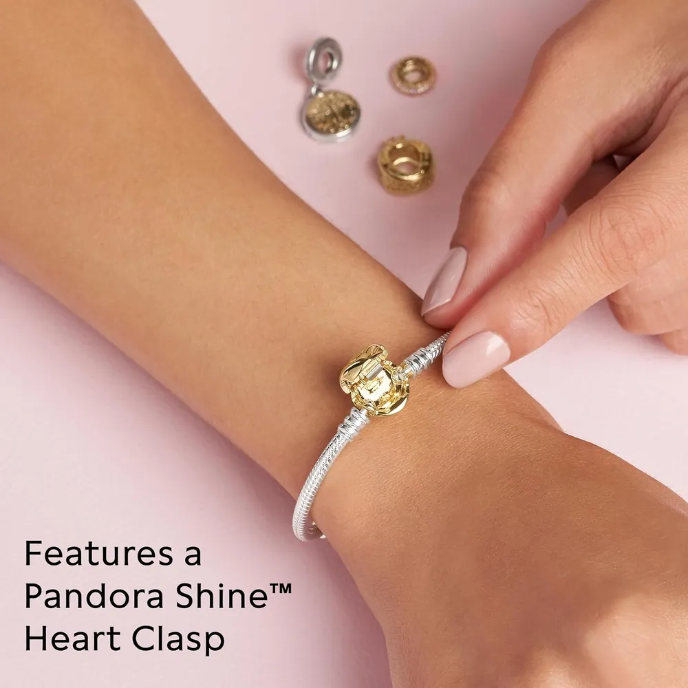 Pandora Moments pulsera cadena serpiente cierre corazón 17 cm | Oro