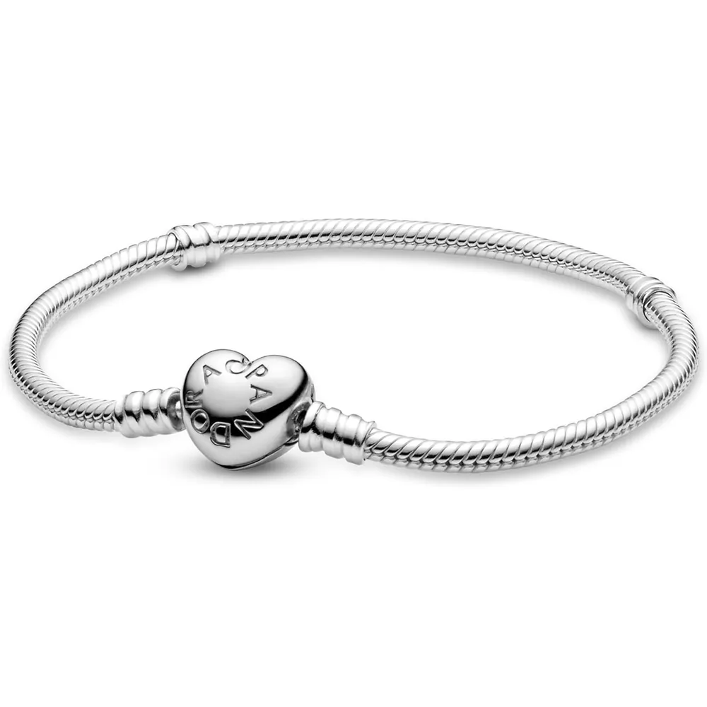 Pandora Moments pulsera cadena serpiente cierre corazón 18 cm | Plata