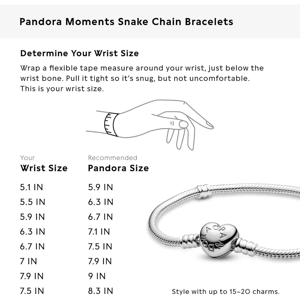 Pandora Moments pulsera cadena serpiente cierre corazón 18 cm | Plata