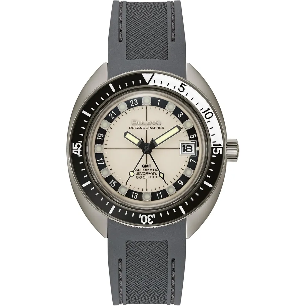 Bulova reloj Oceanographer Snorkel GMT hombre automático bisel giratorio | Gris