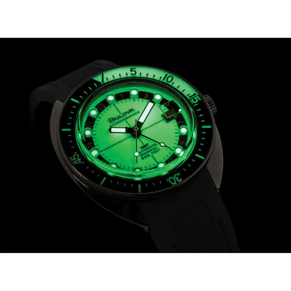 Bulova reloj Oceanographer Snorkel GMT hombre automático bisel giratorio | Gris