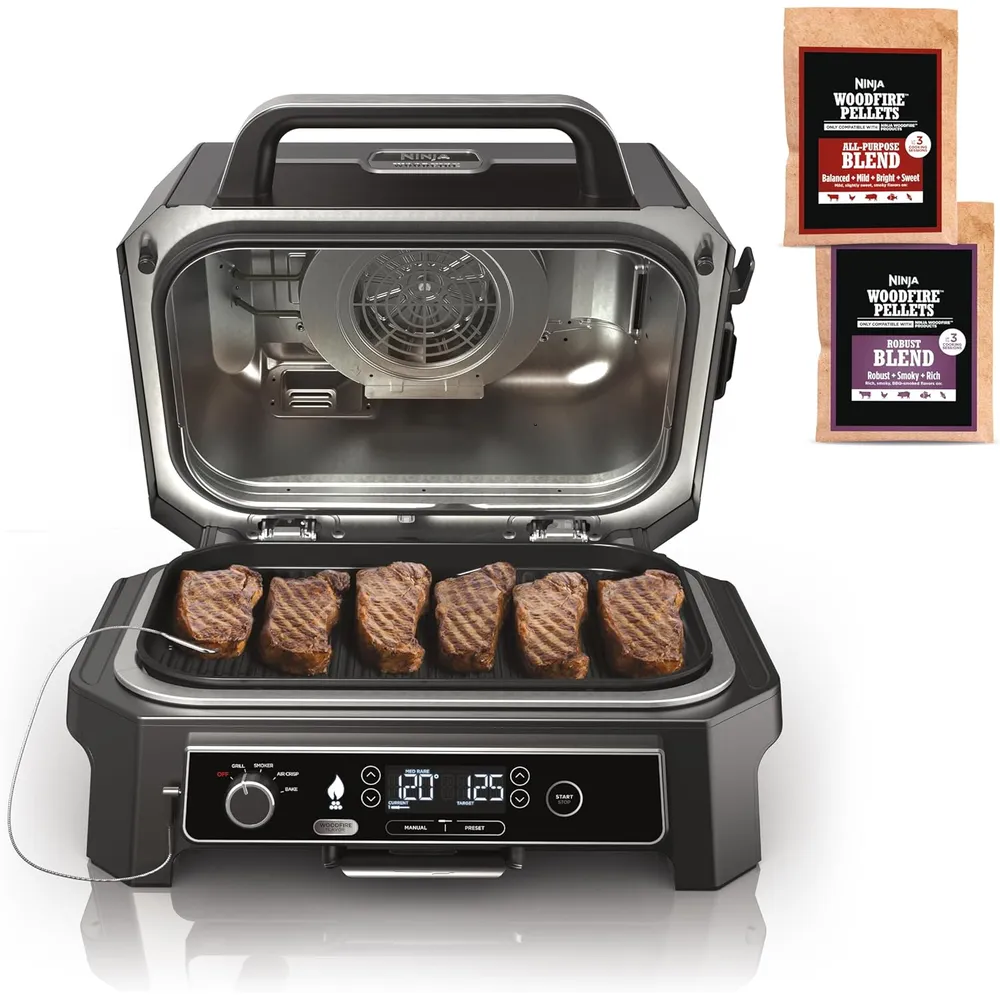 NINJA PARRILLA Y AHUMADOR WOODFIRE PRO XL OG850 4 EN 1, | GRIS OSCURO