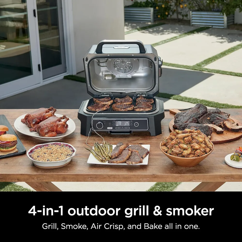 NINJA PARRILLA Y AHUMADOR WOODFIRE PRO XL OG850 4 EN 1, | GRIS OSCURO