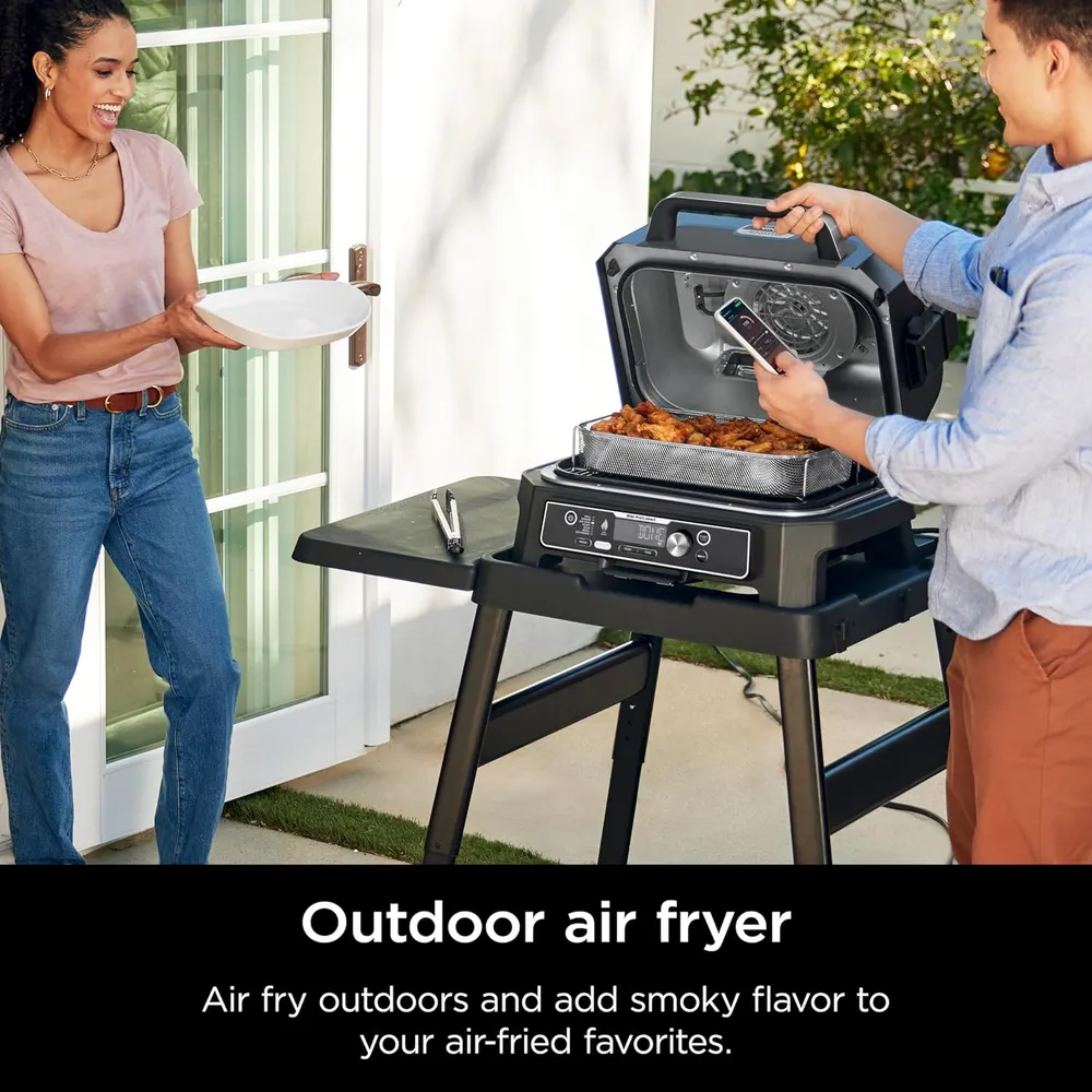 NINJA PARRILLA Y AHUMADOR WOODFIRE PRO OG951 7 EN 1, | NEGRO/AZUL