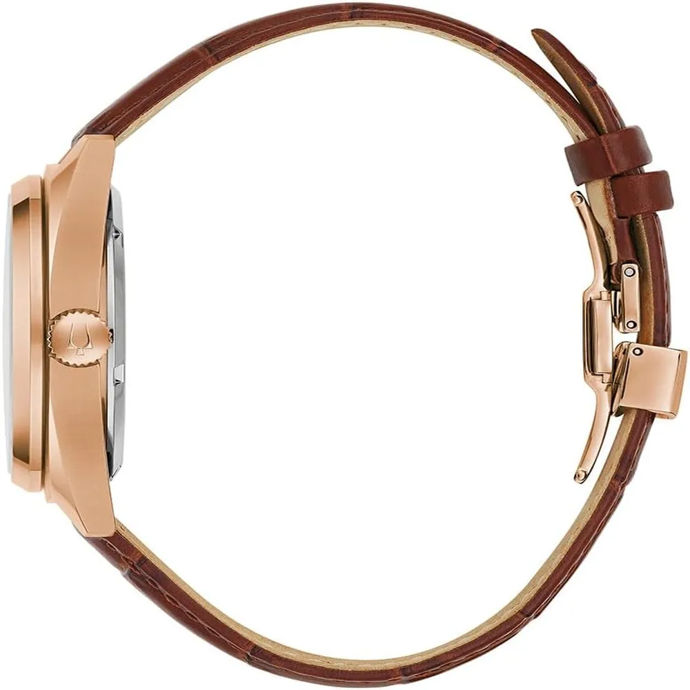 Bulova reloj clásico automático hombre correa cuero esfera esqueletizada | Marrón