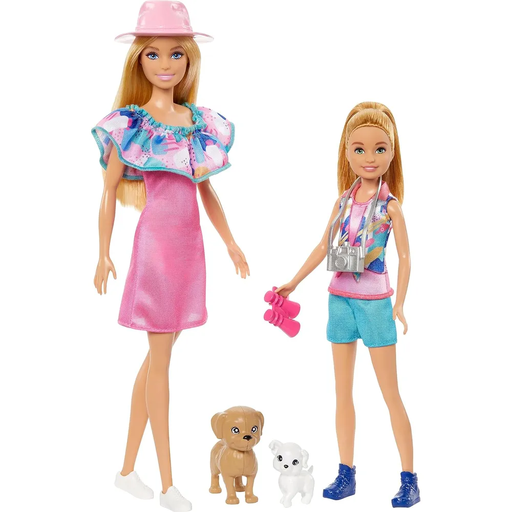 BARBIE Y STACIE SET MUÑECAS CON 2 PERROS Y ACCESORIOS VERANO