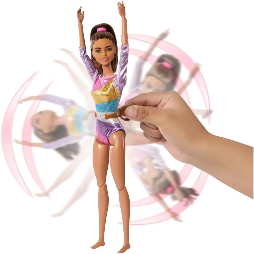 BARBIE MUÑECA GIMNASTA MORENA CON BARRA DE EQUILIBRIO