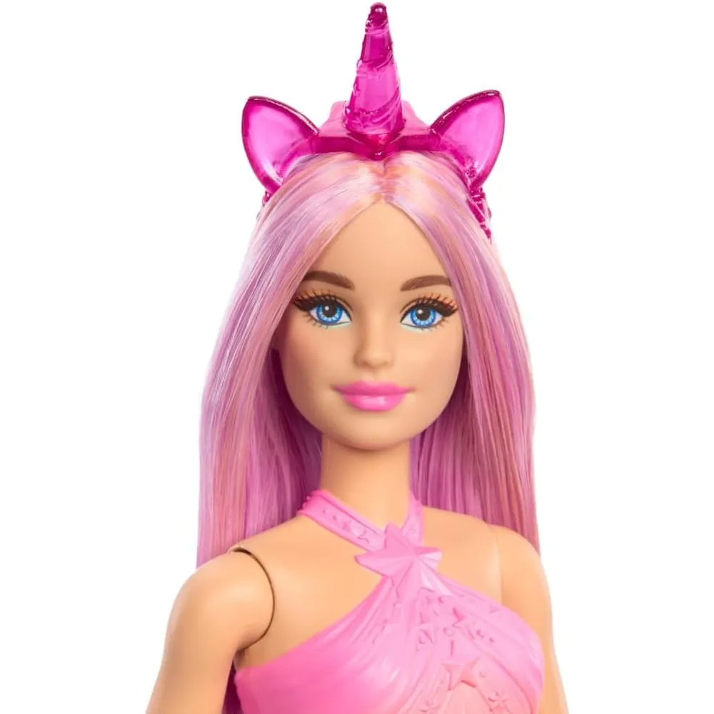 BARBIE MUÑECA UNICORNIO CABELLO ROSA CON ACCESORIOS