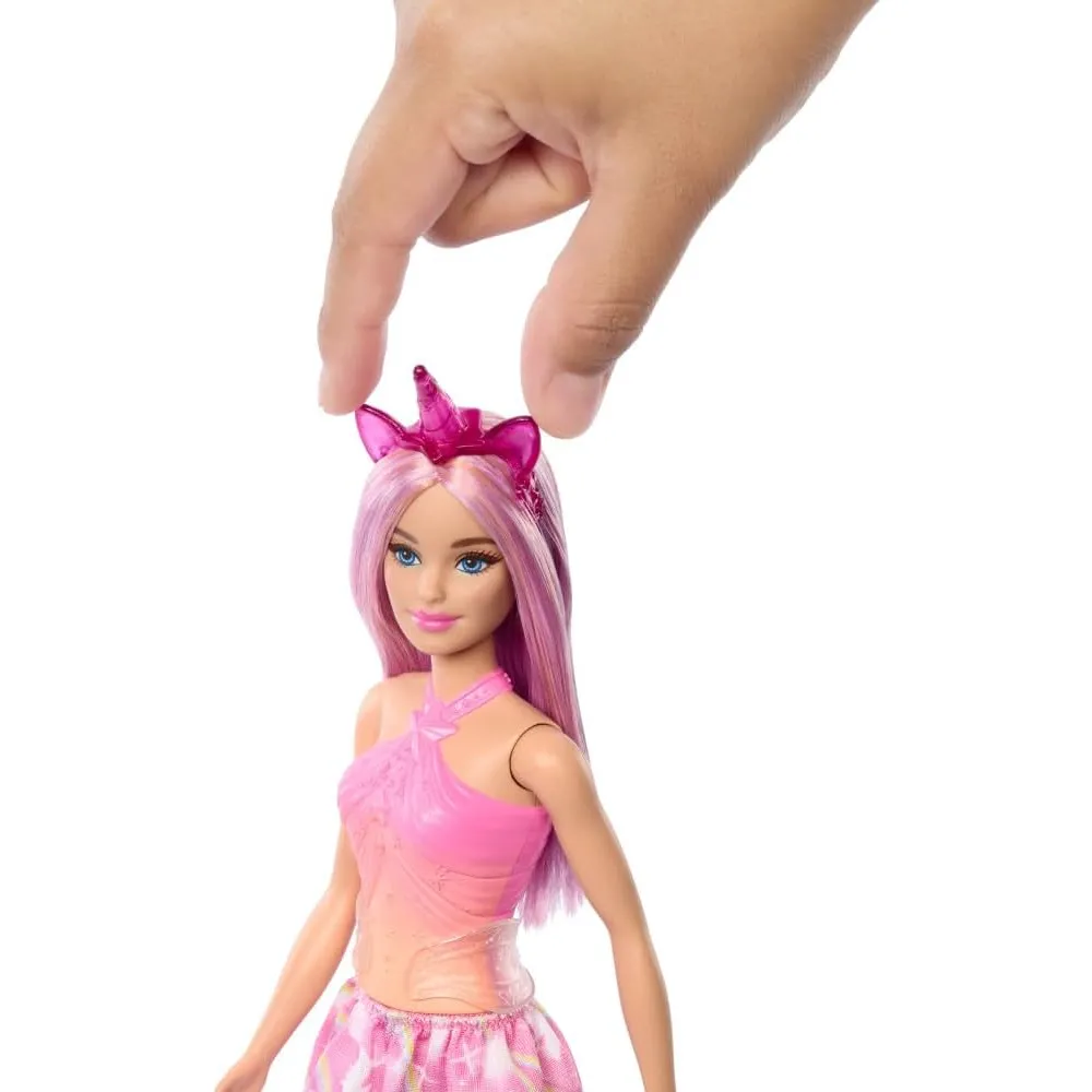 BARBIE MUÑECA UNICORNIO CABELLO ROSA CON ACCESORIOS