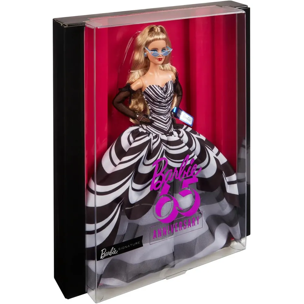 BARBIE SIGNATURE MUÑECA 65 ANIVERSARIO VESTIDO BLANCO Y NEGRO