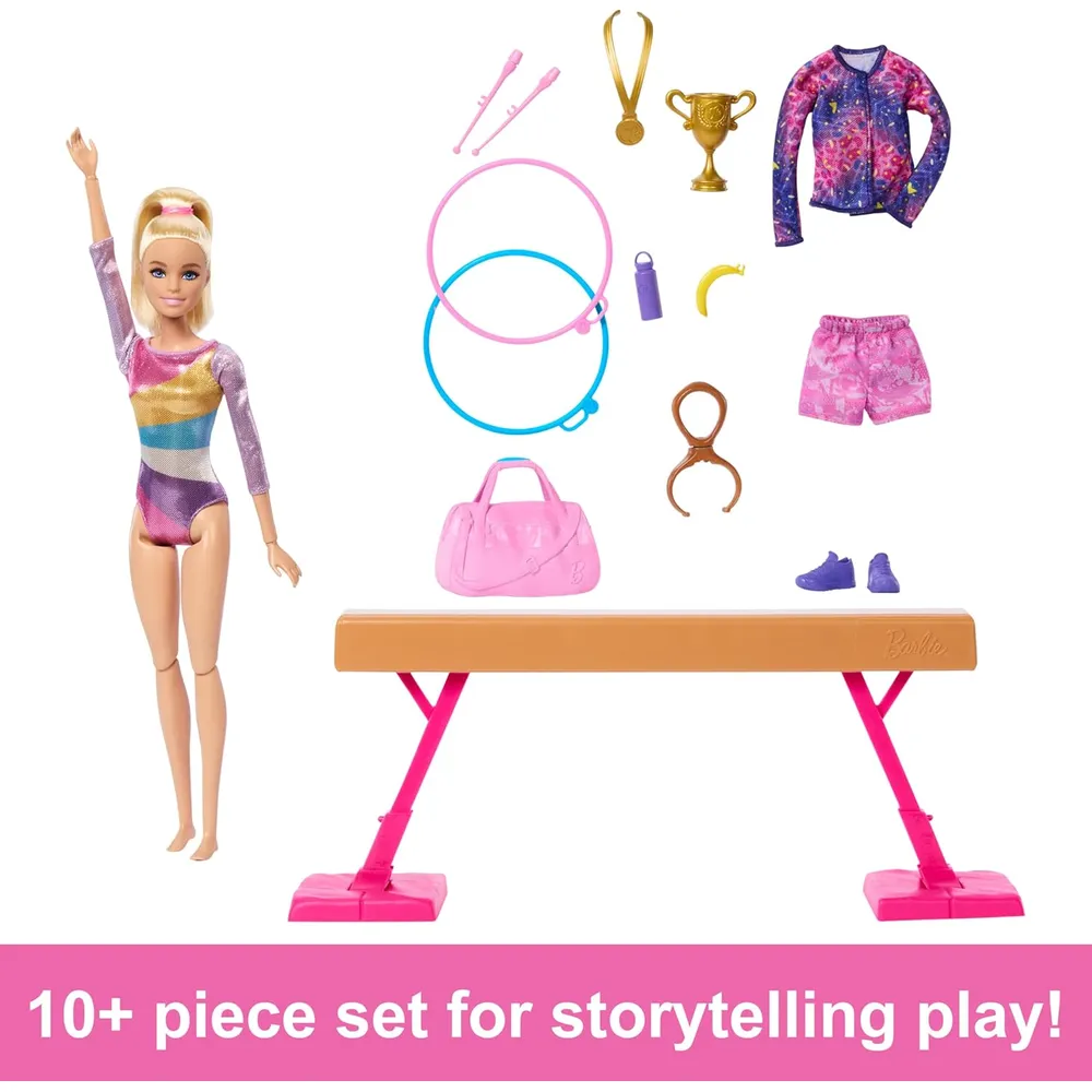 BARBIE MUÑECA GIMNASTA RUBIA CON BARRA DE EQUILIBRIO