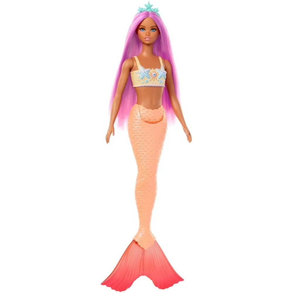 BARBIE MUÑECA SIRENA CABELLO ROSA CON COLA NARANJA