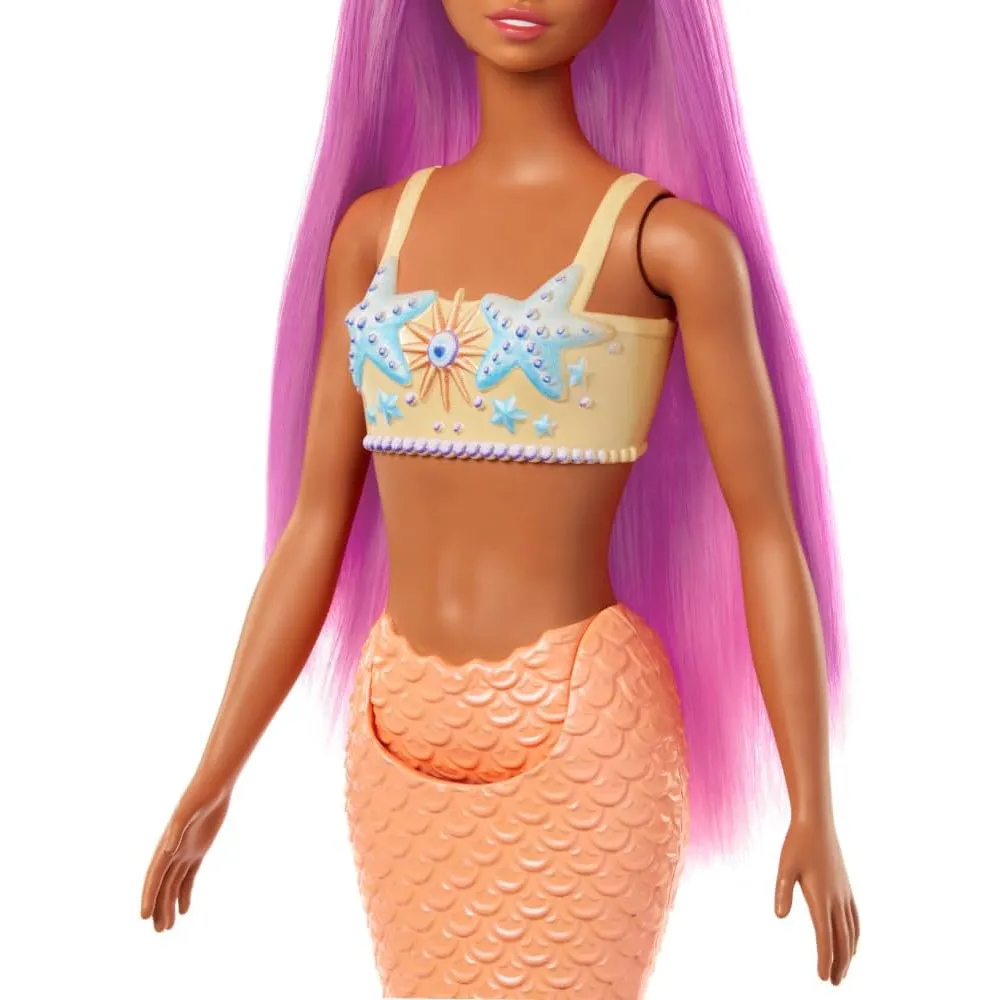 BARBIE MUÑECA SIRENA CABELLO ROSA CON COLA NARANJA