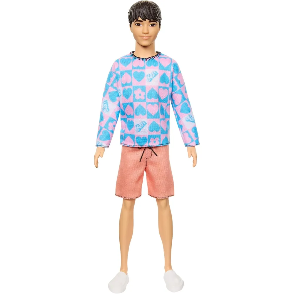 KEN BARBIE FASHIONISTAS 219 MUÑECO CAMISA ROSA AZUL Y SHORT