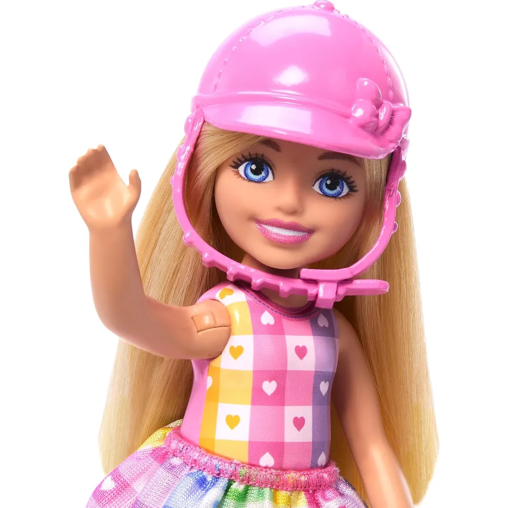 BARBIE CHELSEA MUÑECA CON CABALLO GRIS Y ACCESORIOS