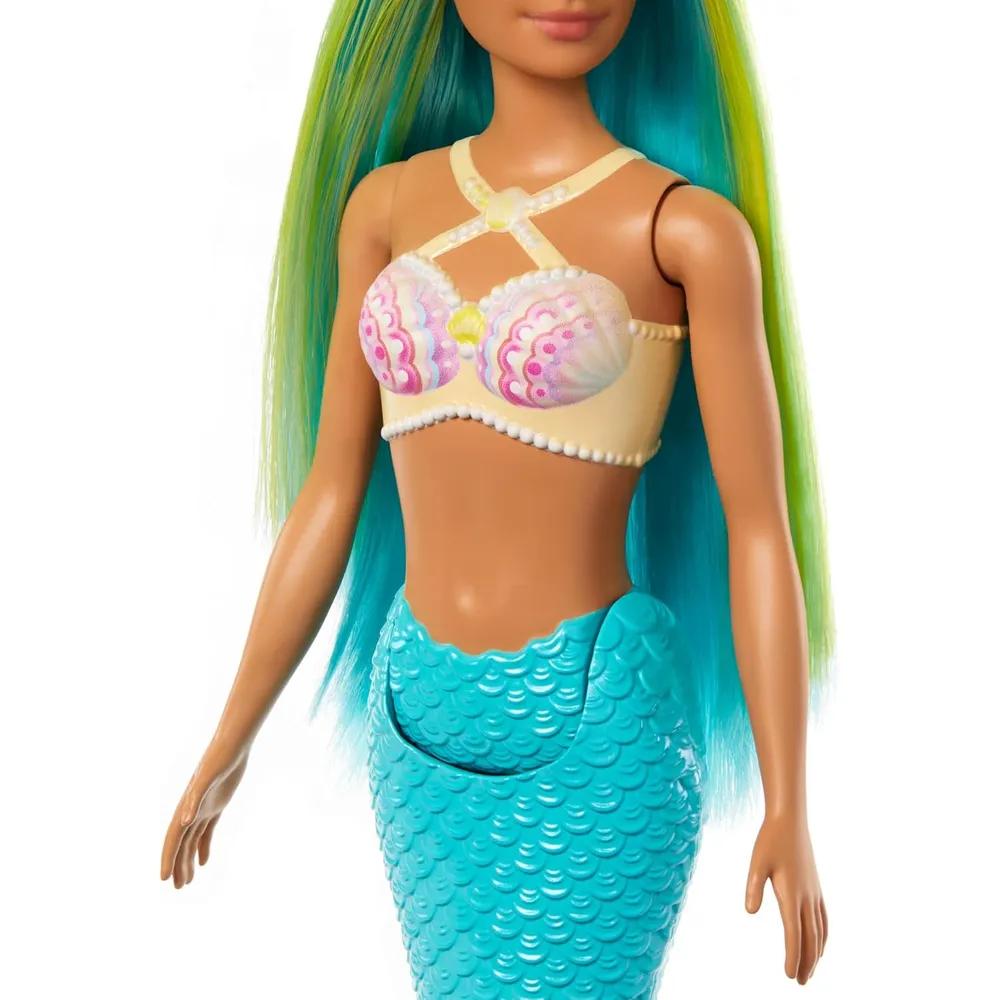 BARBIE MUÑECA SIRENA CABELLO AZUL COLA TURQUESA