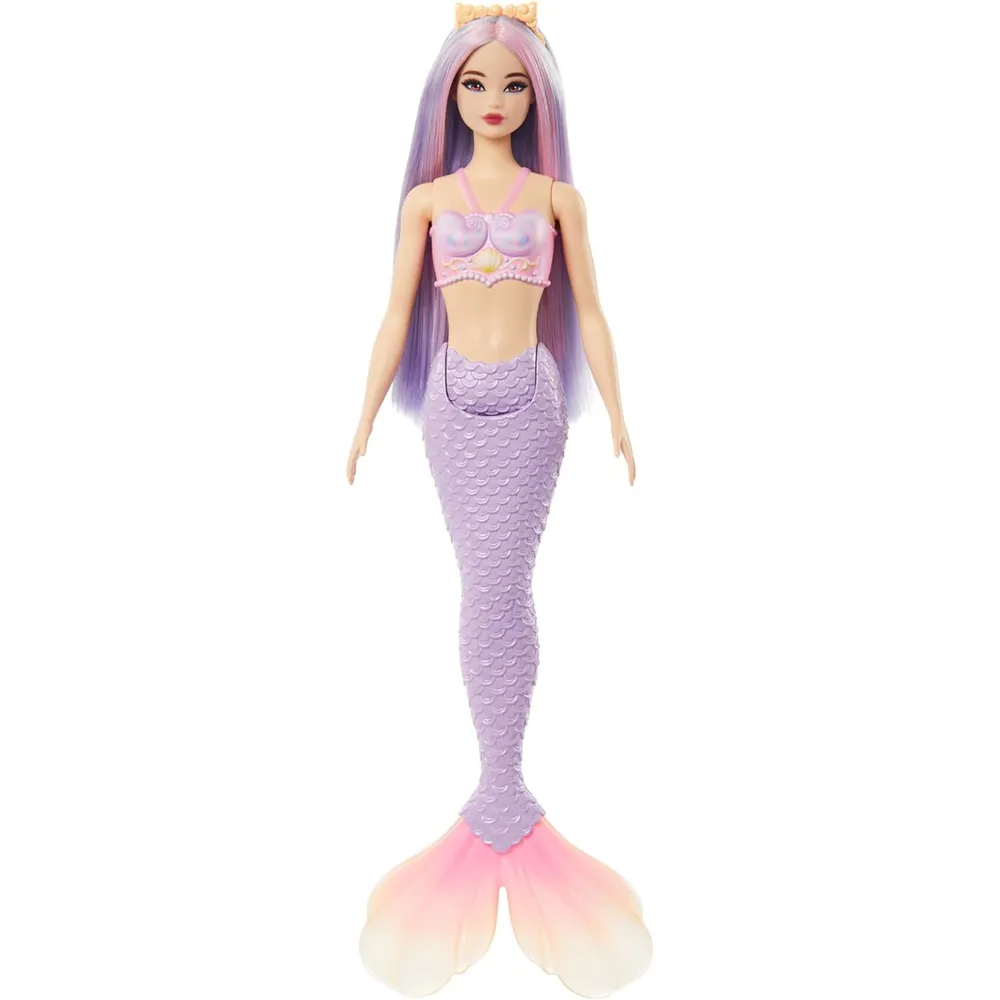 BARBIE MUÑECA SIRENA CABELLO ROSA LILA COLA LAVANDA