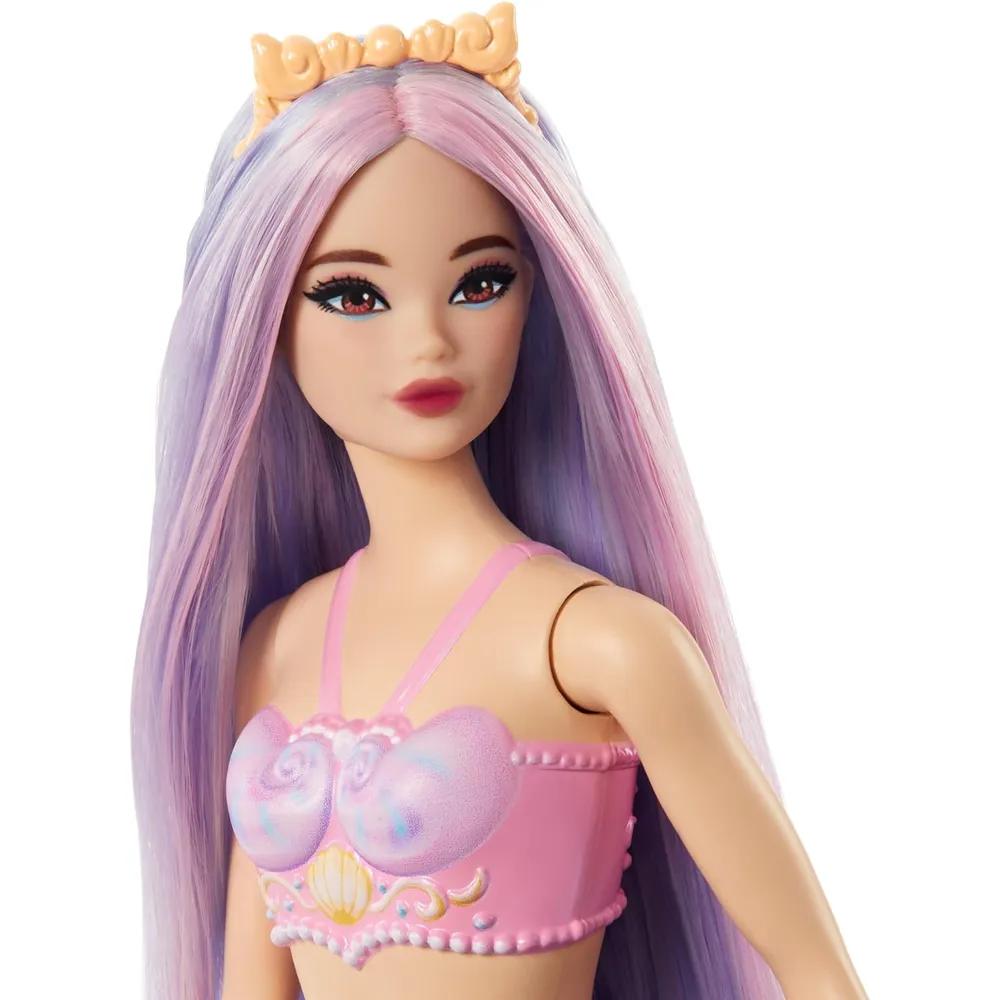 BARBIE MUÑECA SIRENA CABELLO ROSA LILA COLA LAVANDA