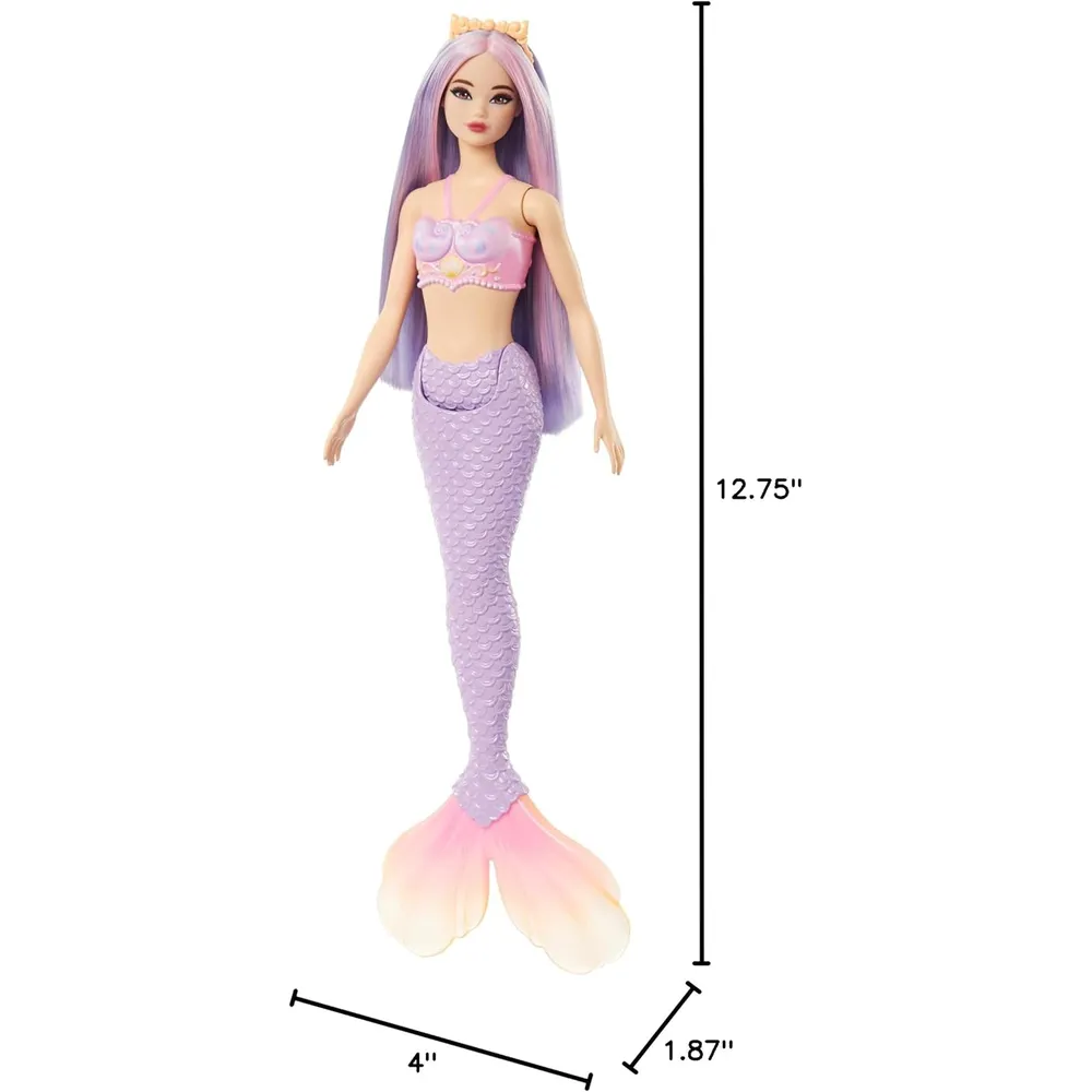 BARBIE MUÑECA SIRENA CABELLO ROSA LILA COLA LAVANDA