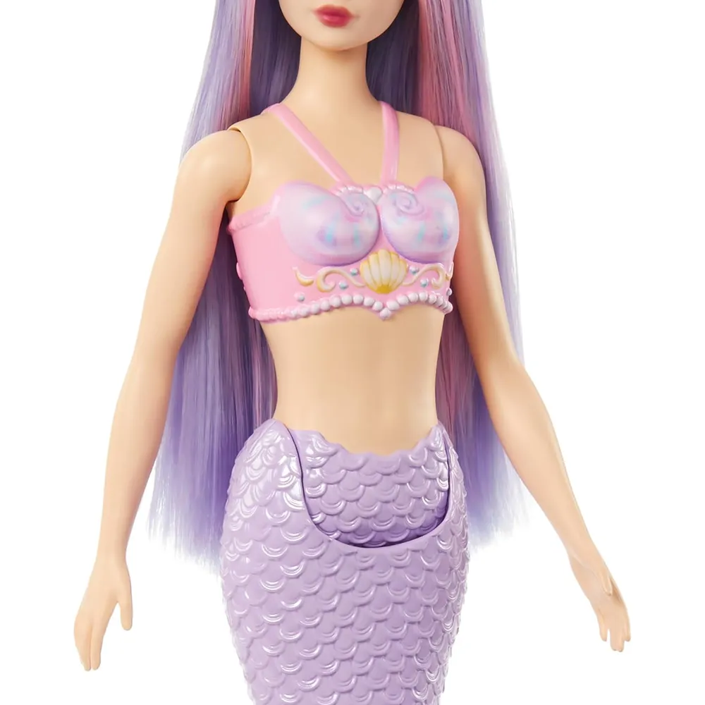 BARBIE MUÑECA SIRENA CABELLO ROSA LILA COLA LAVANDA