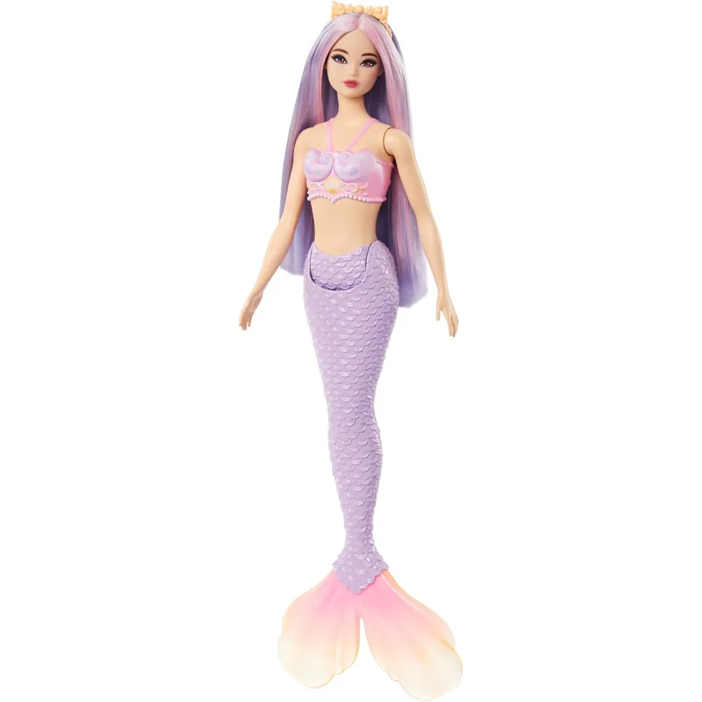 BARBIE MUÑECA SIRENA CABELLO ROSA LILA COLA LAVANDA