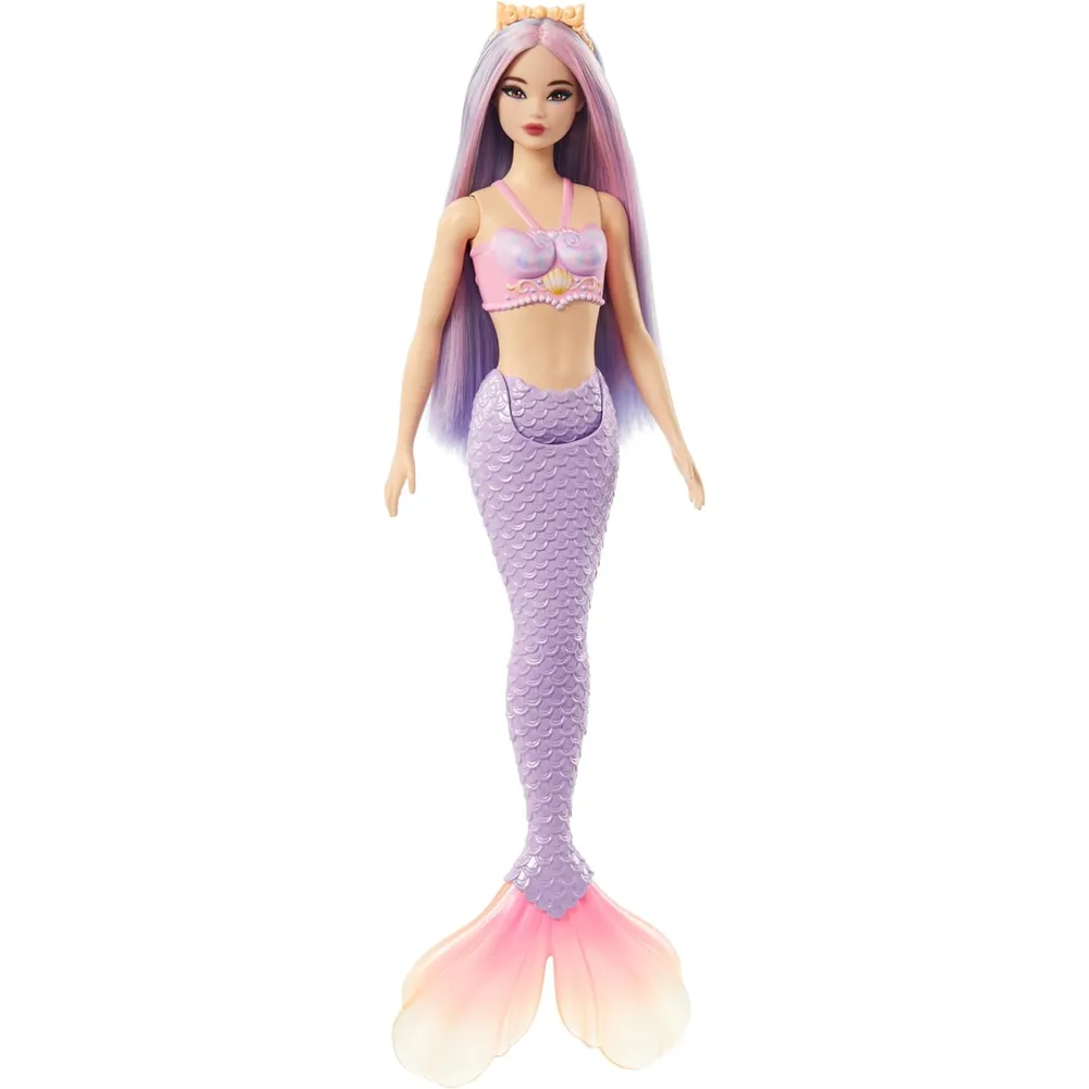 BARBIE MUÑECA SIRENA CABELLO ROSA LILA COLA LAVANDA
