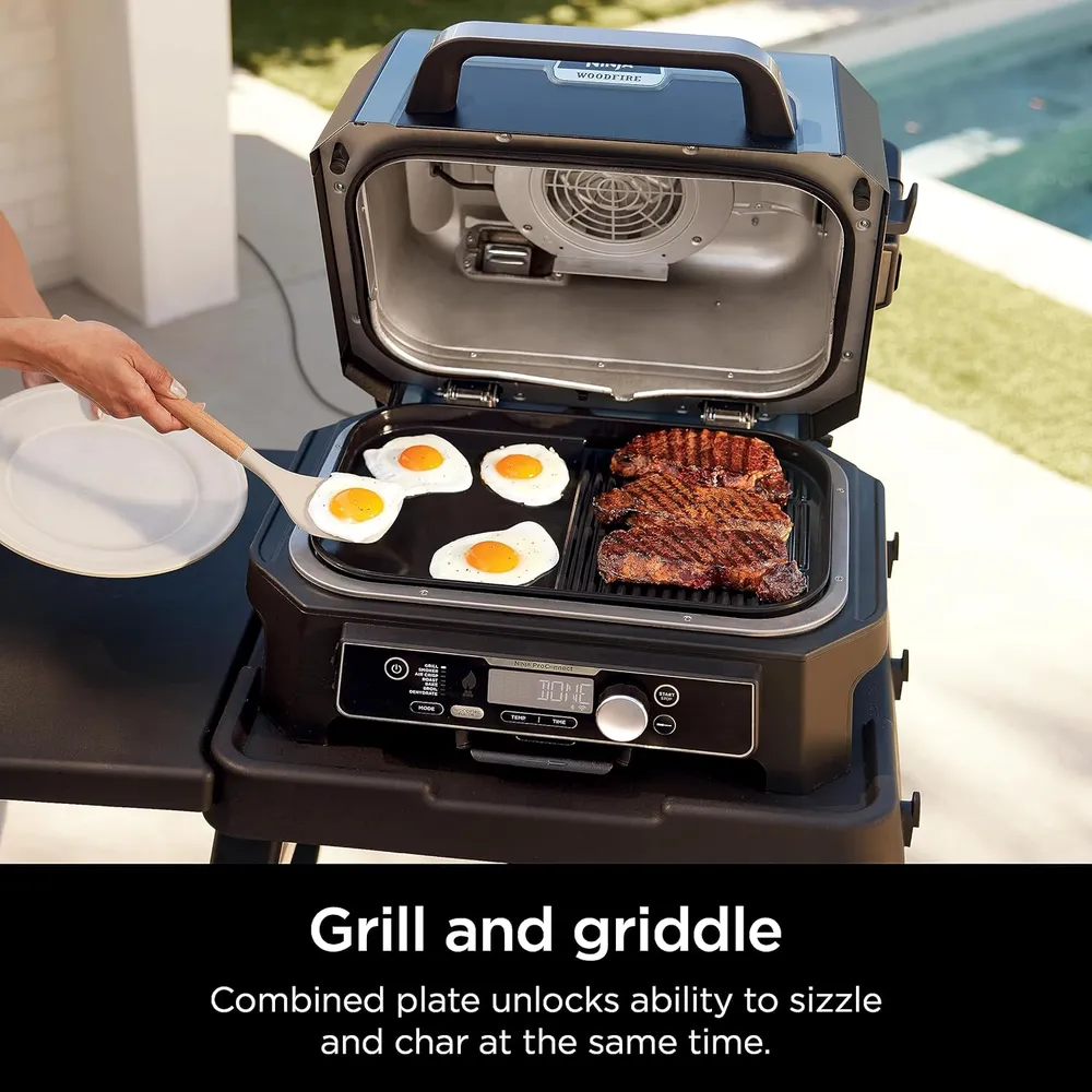 NINJA PARRILLA Y PLANCHA WOODFIRE XSKGRDLXL 2 EN 1, | NEGRO