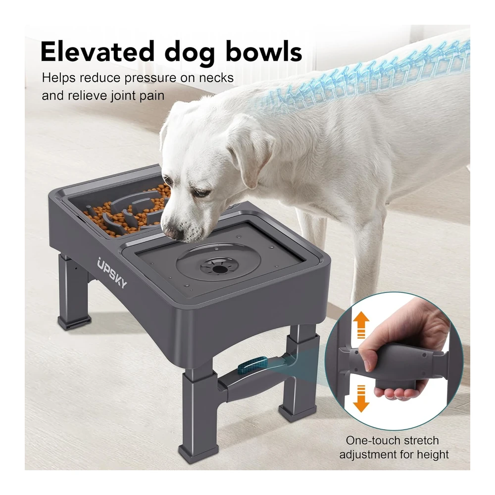 b0cbp5k882_2.webp Upsky Cuencos Elevados 2 En 1 para Perros - Comedero Lento - 4 Alturas Ajustables - Soporte Elevado para Perros - Dispensador de Tazón de Agua para Perros - Dispensador de Tazón de Agua Antideslizante para Perros Pequeños - Medianos y Grandes - Color Gris.