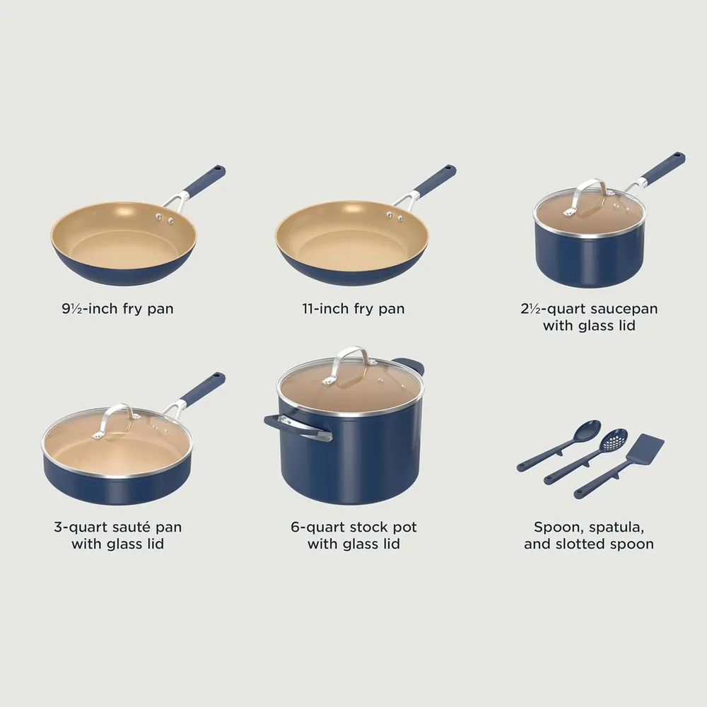 Ninja set cocina CW49011 Ceramic Pro 11 piezas, cerámica antiadherente | Azul Marino