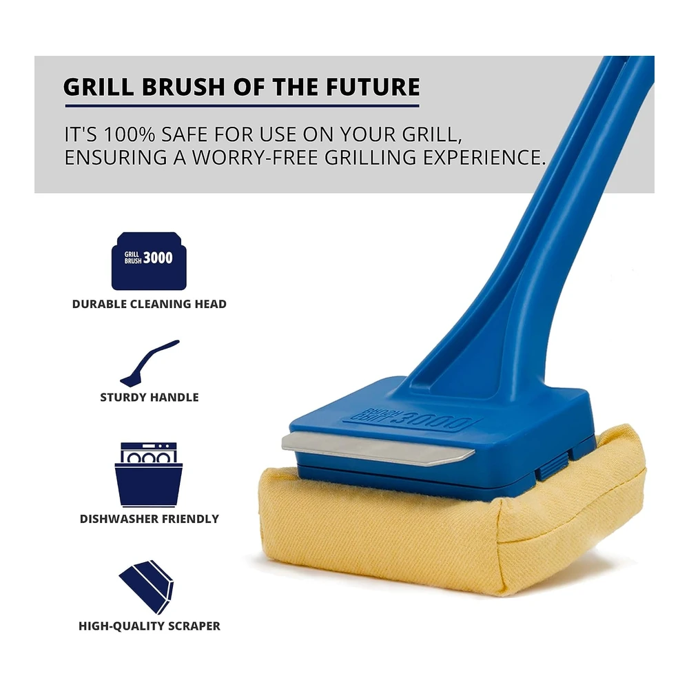 Grill Rescue Cabezal de Limpieza de Raspador Reemplazable para Barbacoa - Sin Cerdas - Herramientas Raspadoras Seguras - Duraderas y Únicas para Rejillas de Hierro Fundido O Acero Inoxidable - Limpiador de Barbacoa (Gb3000)
