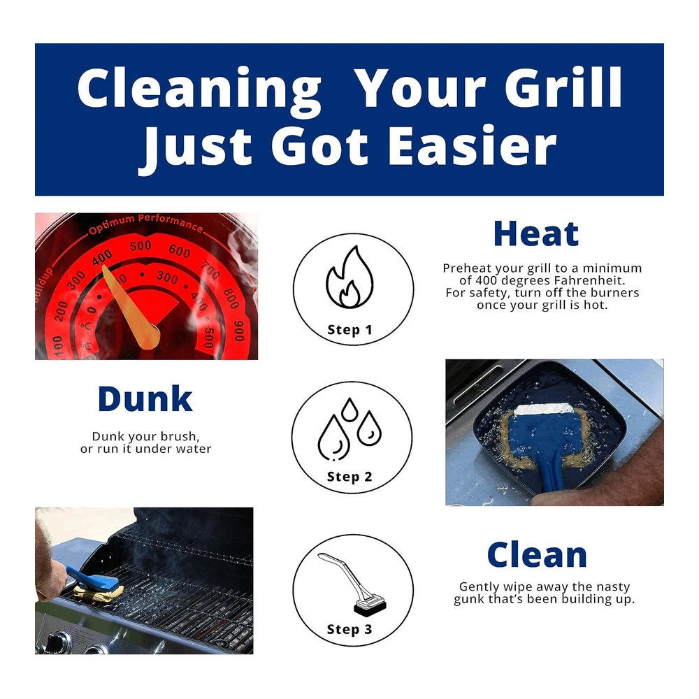 Grill Rescue Cabezal de Limpieza de Raspador Reemplazable para Barbacoa - Sin Cerdas - Herramientas Raspadoras Seguras - Duraderas y Únicas para Rejillas de Hierro Fundido O Acero Inoxidable - Limpiador de Barbacoa (Gb3000)
