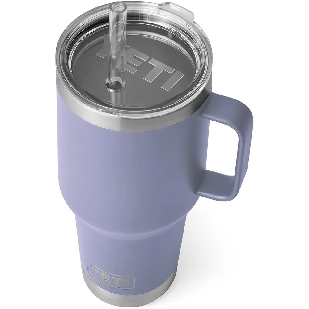 YETI Rambler Vaso de 35 oz de acero inoxidable con asa y tapa con sorbete color lila