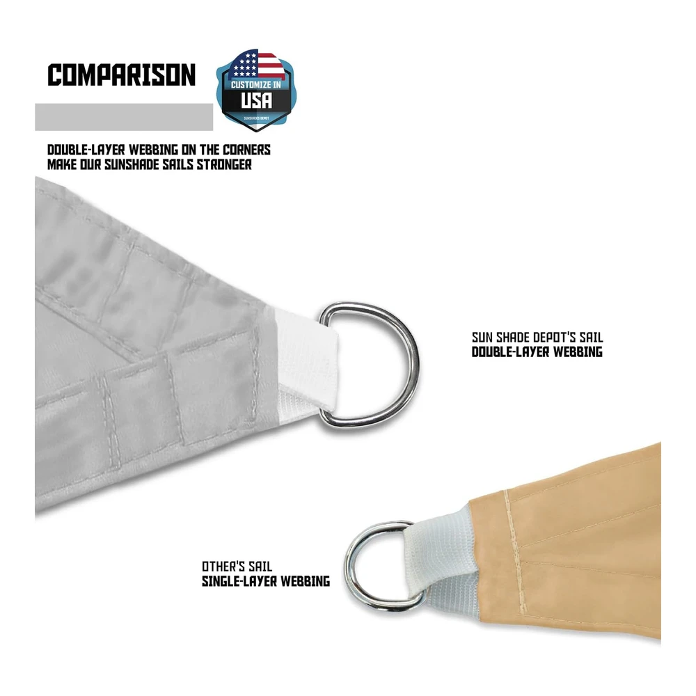 Tang Toldo Cuadrado de 16 X 16 Pies - Impermeable - de Punto - Borde Curvado - Gris Claro / Gris Claro - 260 Gsm - U*V - Tela de Protección Contra Rayos Uv - Toldo de Repuesto para Pérgola