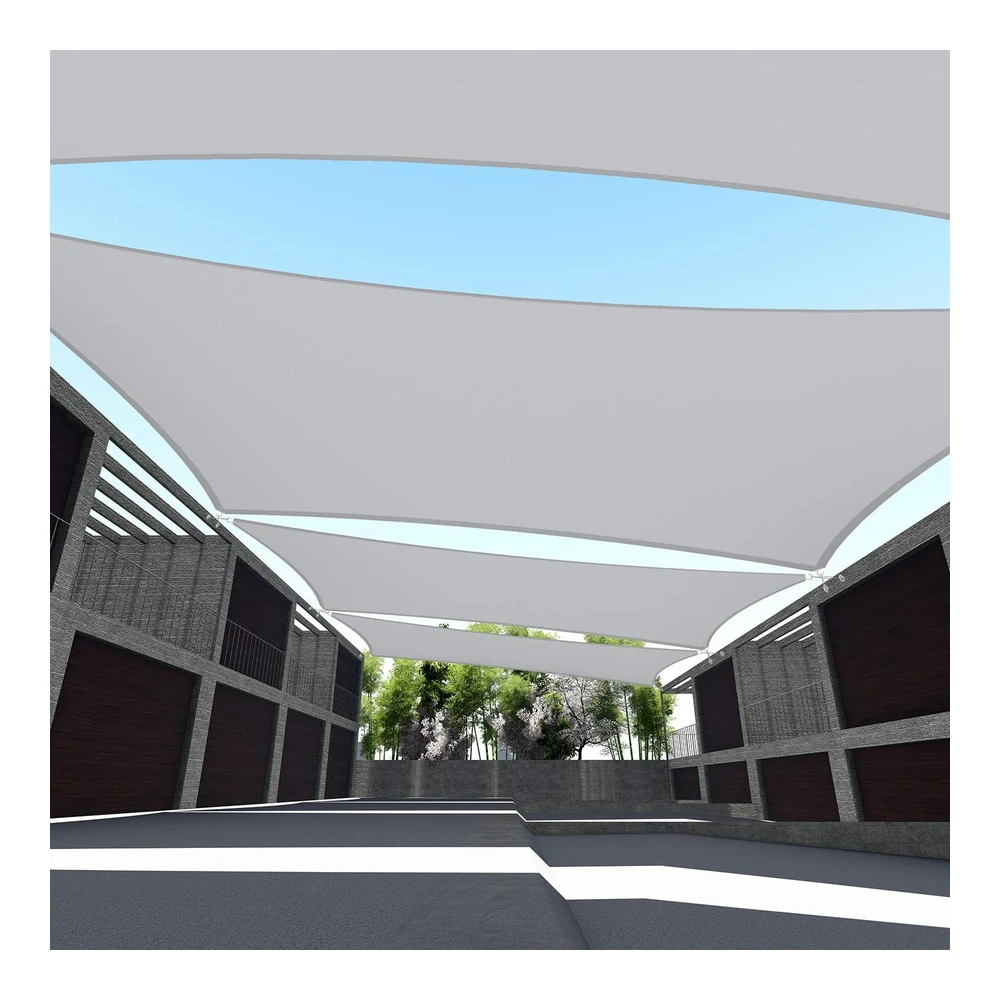 Tang Toldo Cuadrado de 16 X 16 Pies - Impermeable - de Punto - Borde Curvado - Gris Claro / Gris Claro - 260 Gsm - U*V - Tela de Protección Contra Rayos Uv - Toldo de Repuesto para Pérgola