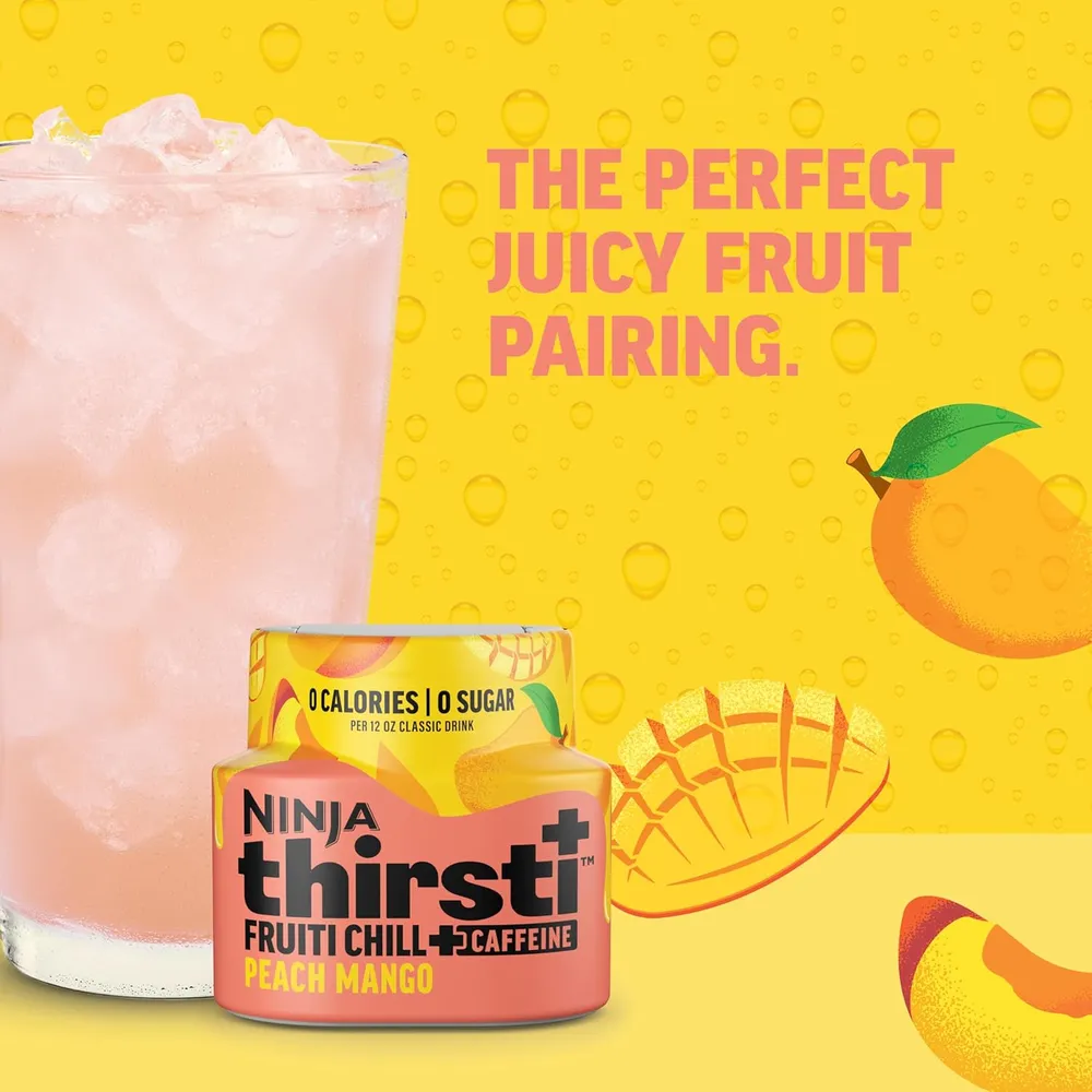 NINJA THIRSTI GOTAS FRUITI CHILL+ MELOCOTÓN Y MANGO 17 BEBIDAS 355 ML |PACK X3