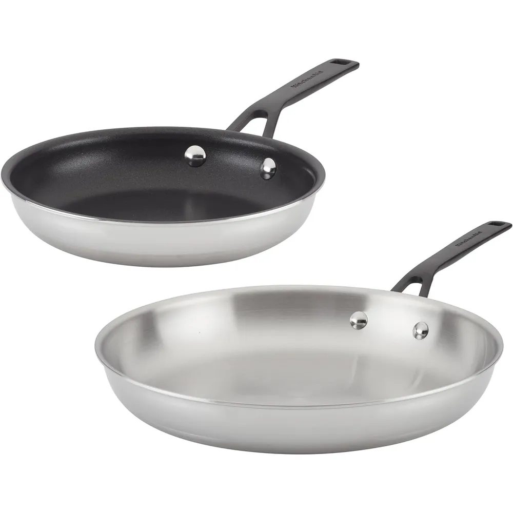 KitchenAid juego de sartenes 21 y 31 cm, acero inoxidable | Acero pulido
