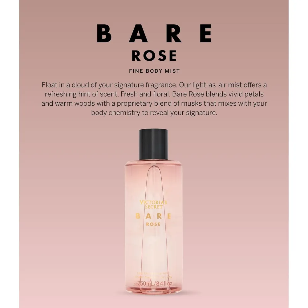 BODY MIST BARE ROSE VICTORIA SECRET MUJER 8.4 OZ / 250 ML