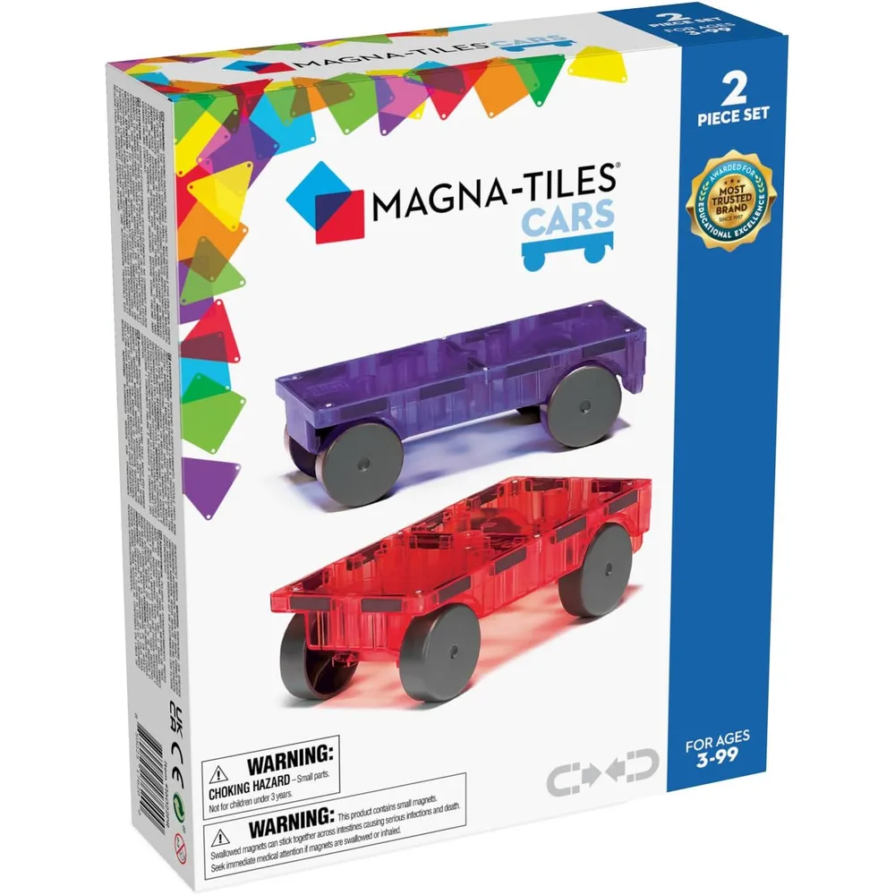 MAGNA-TILES - Carros – piezas set de construcción magnético | Morado Y Rojo