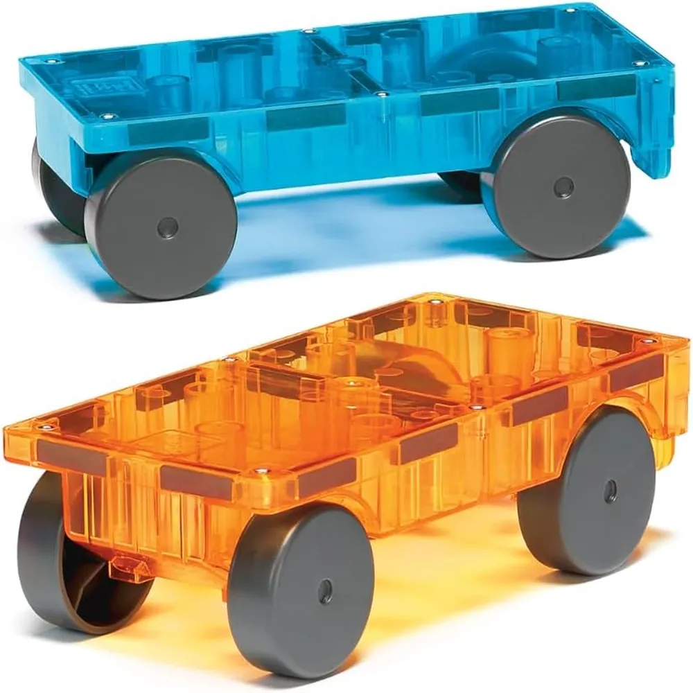 MAGNA-TILES - Carros – piezas set de construcción magnético | Azul Y Naranja