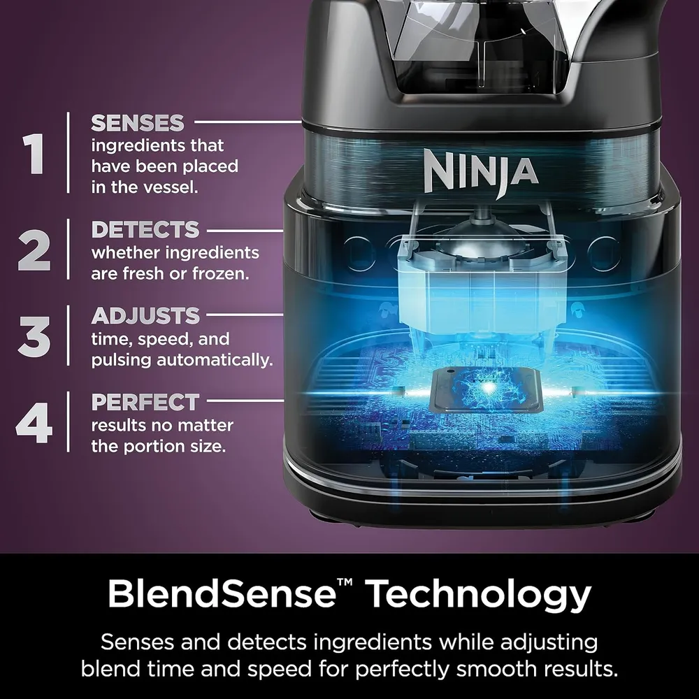 NINJA LICUADORA Y PROCESADOR BLENDSENSE TB401 1800 W 72 OZ / 2.13 L | NEGRO