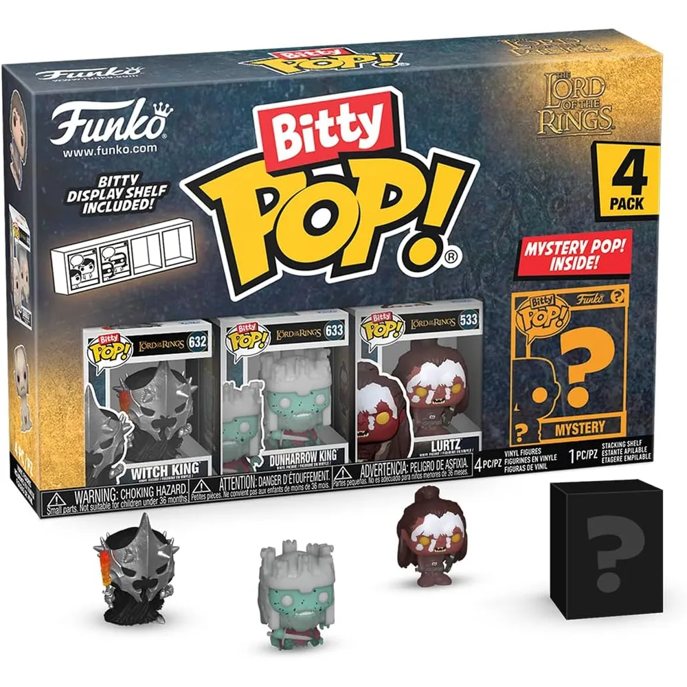 Funko Pop | Pack de 4 Bitty de El Señor de los Anillos (Witch King, Dunharrow King, Lurtz y figura sorpresa)